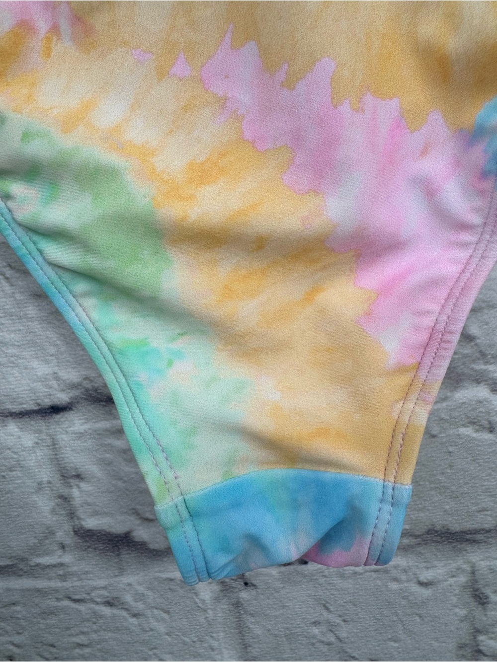 Stoney Clover Lane x Target Rainbow Tie Dye One Piece Swimsuit Small S Pastel Y2 - Picture 7 of 11